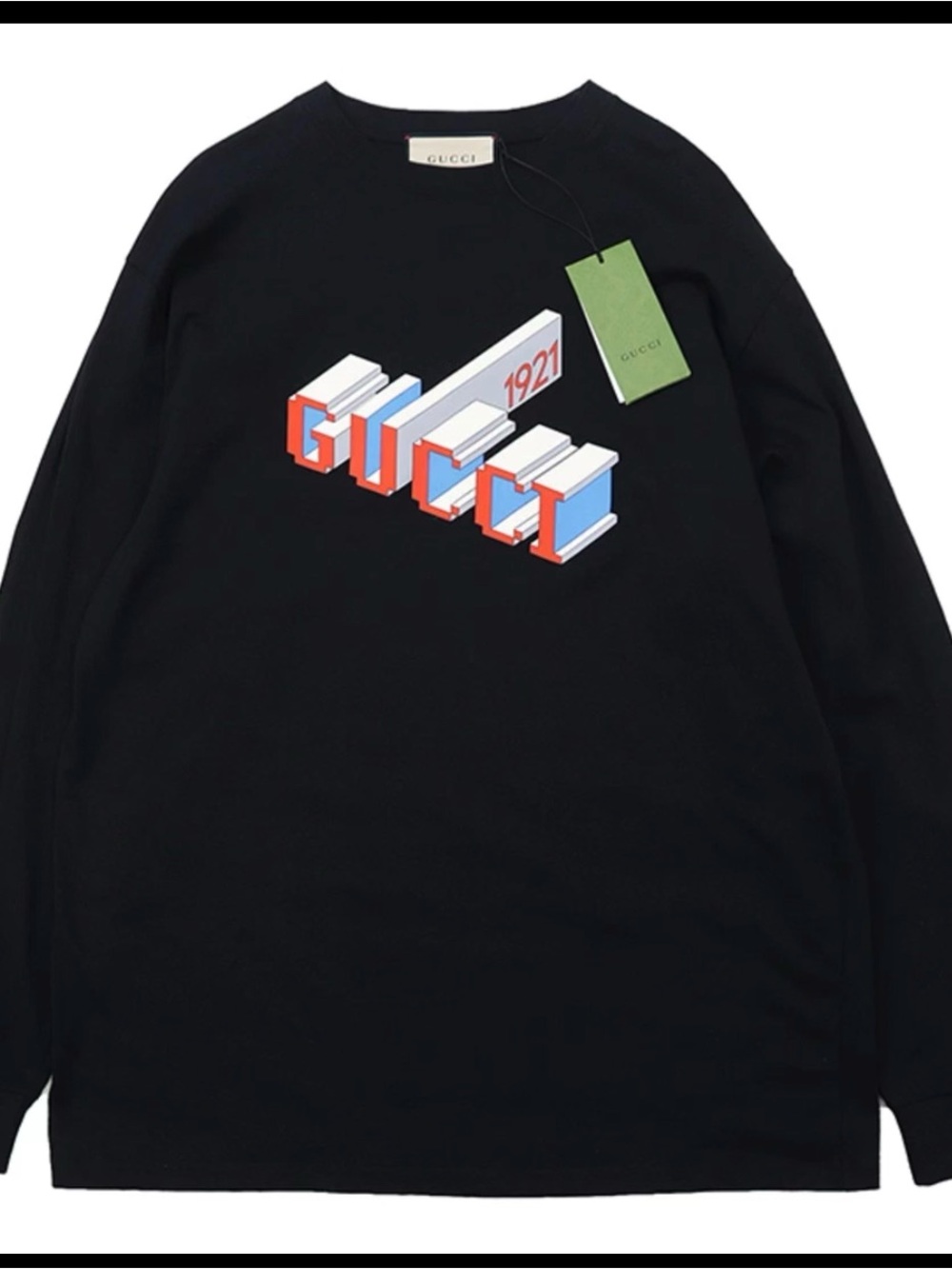 Brand new Gucci 3D Logo Print Long Sleeve T-Shirt | Black | Medium